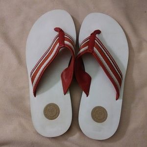 Bally of Switzerland Leather Piping Flip Flops
